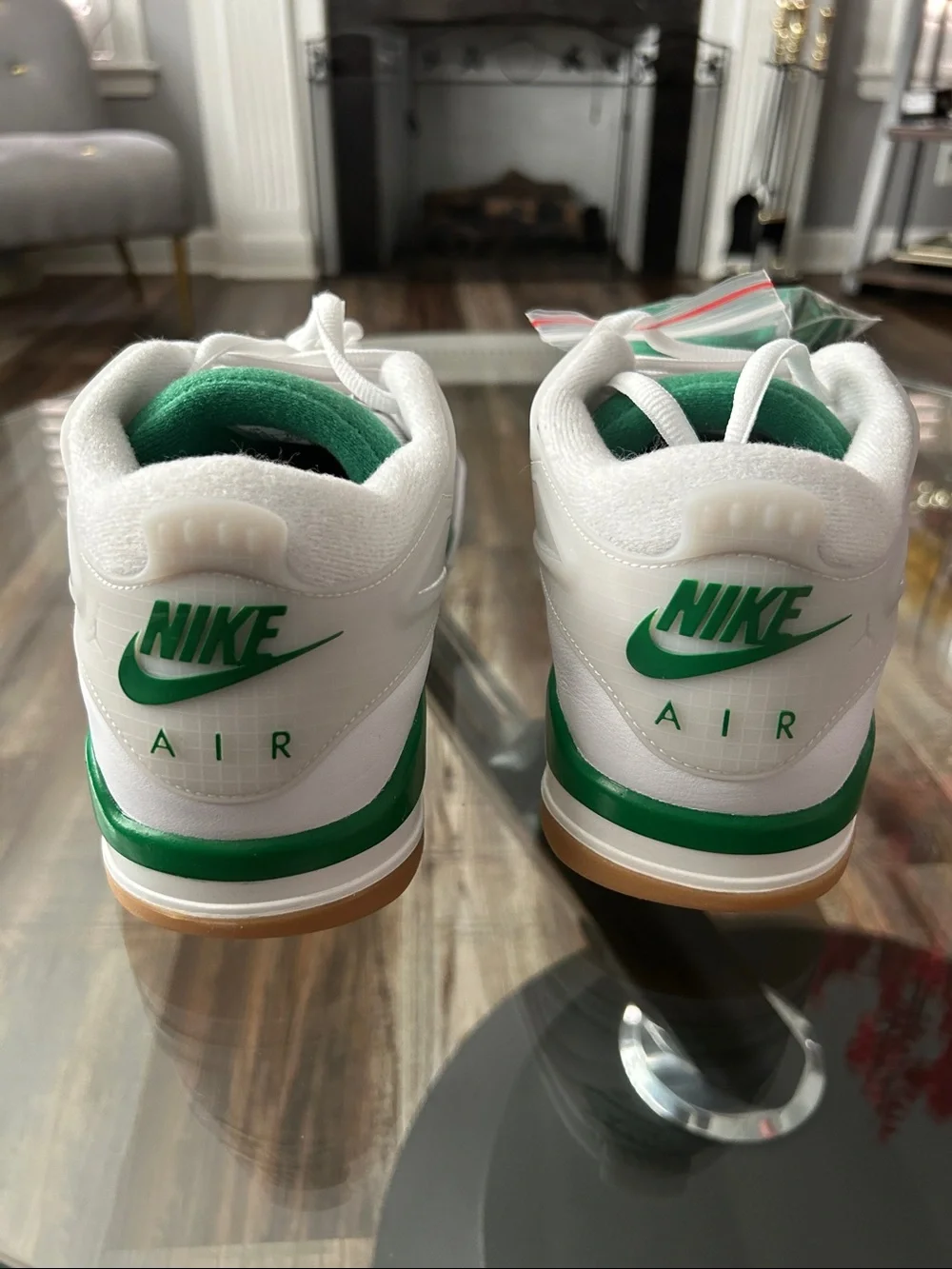 Air Jordan White and Green Men's Low-Top Athletic Sneakers